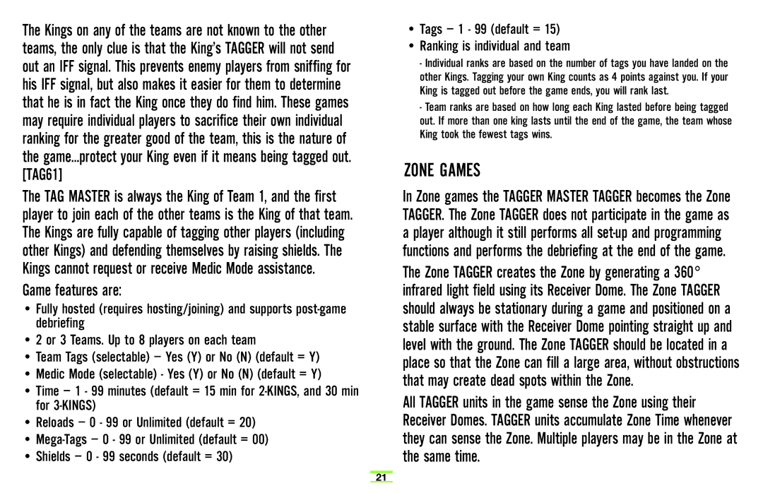 Hasbro 71970 manual Zone Games 