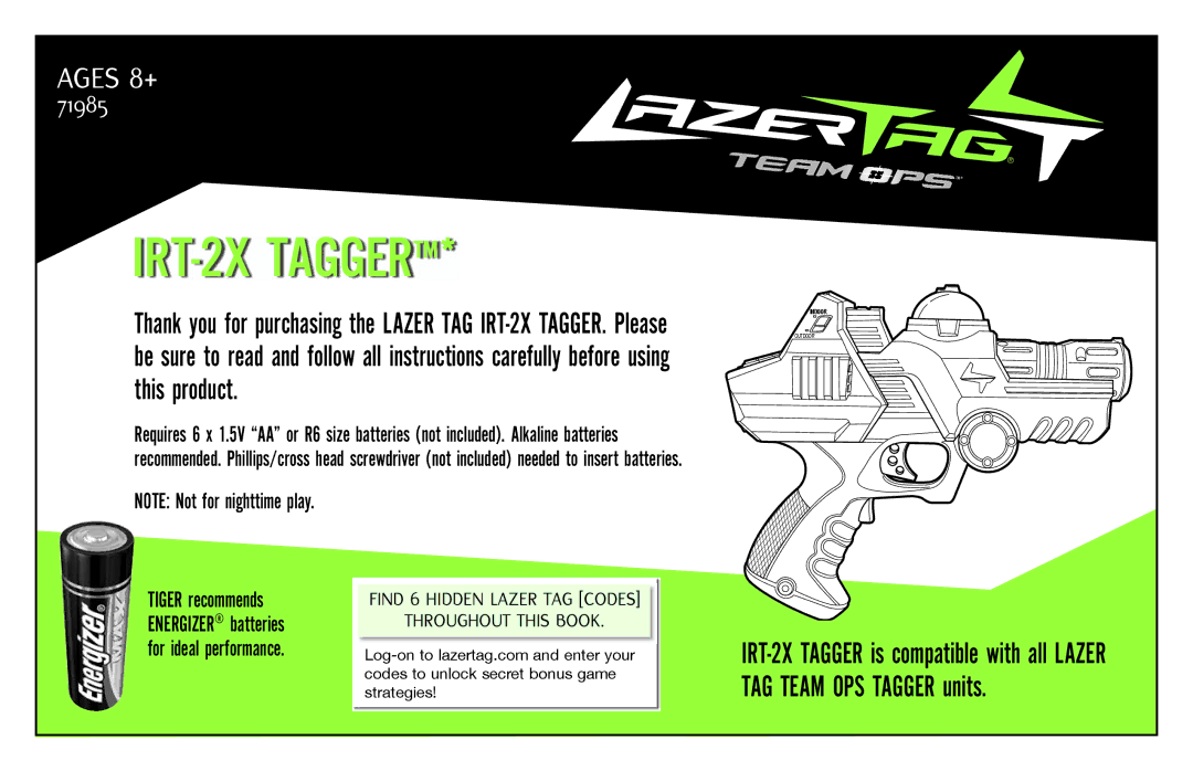 Hasbro 71985 manual IRT-2X Tagger 