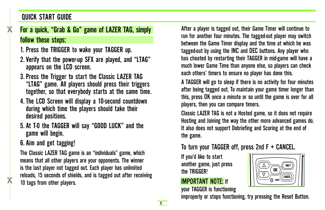 Hasbro 71985 manual Quick Start Guide, Aim and get tagging 