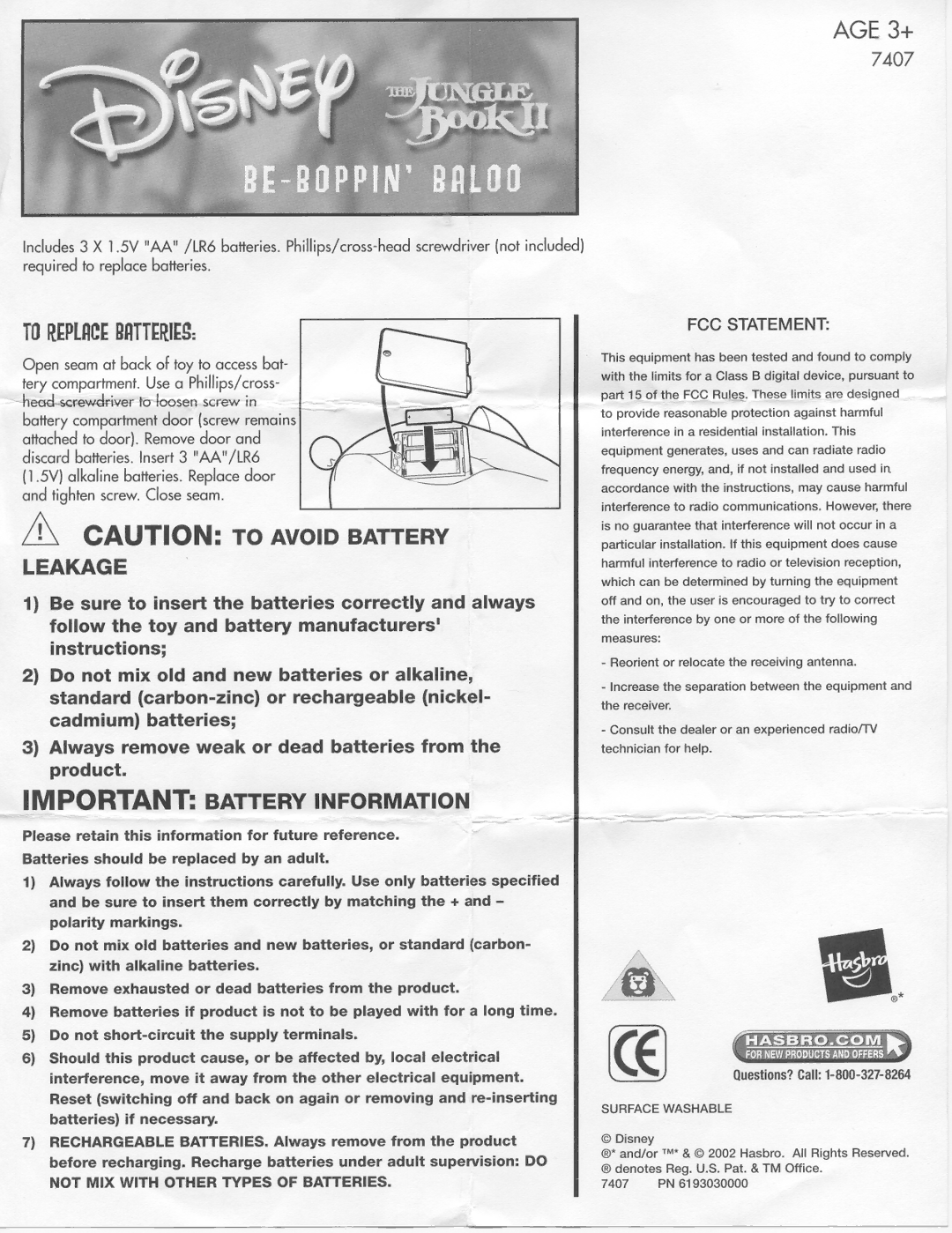 Hasbro 7407 manual 