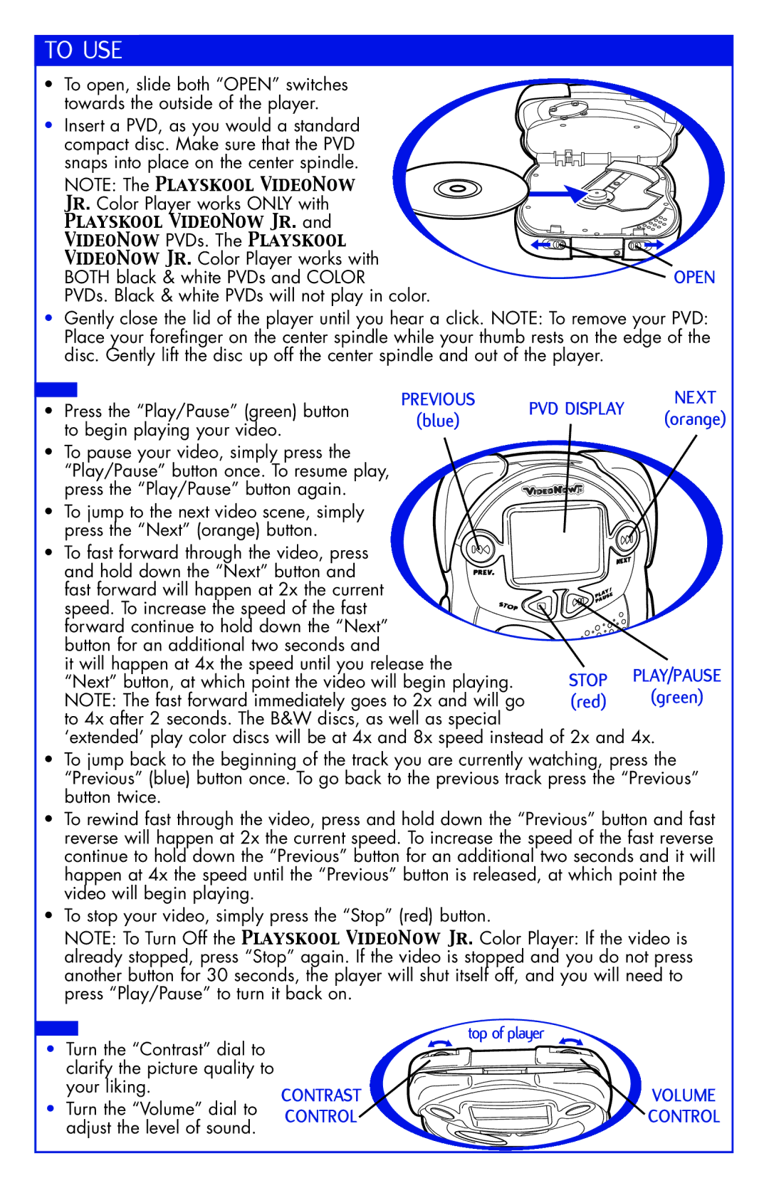 Hasbro 74407 manual To USE, Stop, Volume Control 