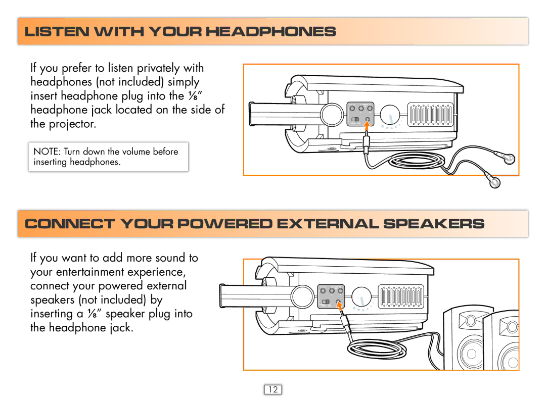 Hasbro 75052 manual Listen with Your Headphones, Connect Your Powered External Speakers 