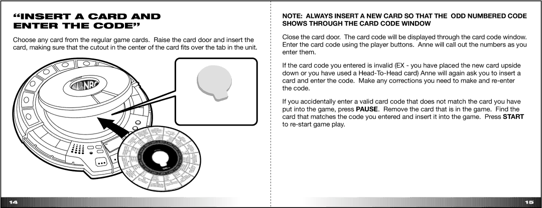 Hasbro 80749 manual Insert a Card and Enter the Code 