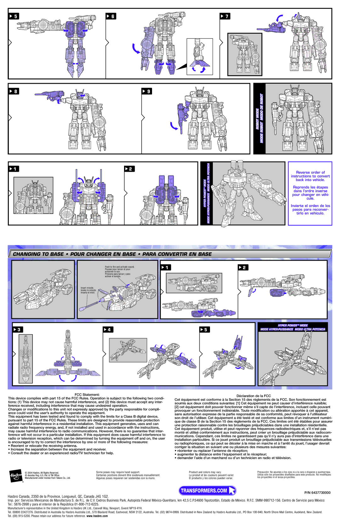 Hasbro 80970, 80450 manual Transformers.Com 
