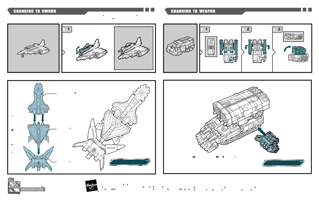 Hasbro 81139, 81194 manual Changing to Sword, Changing to Weapon 