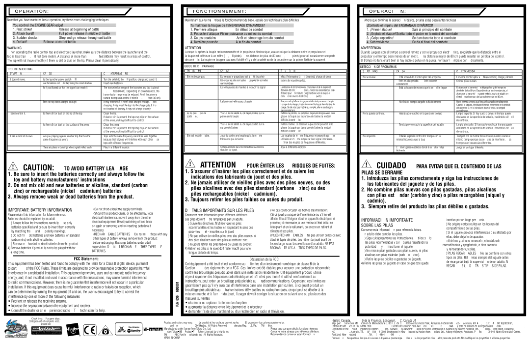 Hasbro 82731 manual Important Battery Information, Détails Importants SUR LES Piles, Información Importante Sobre LAS Pilas 