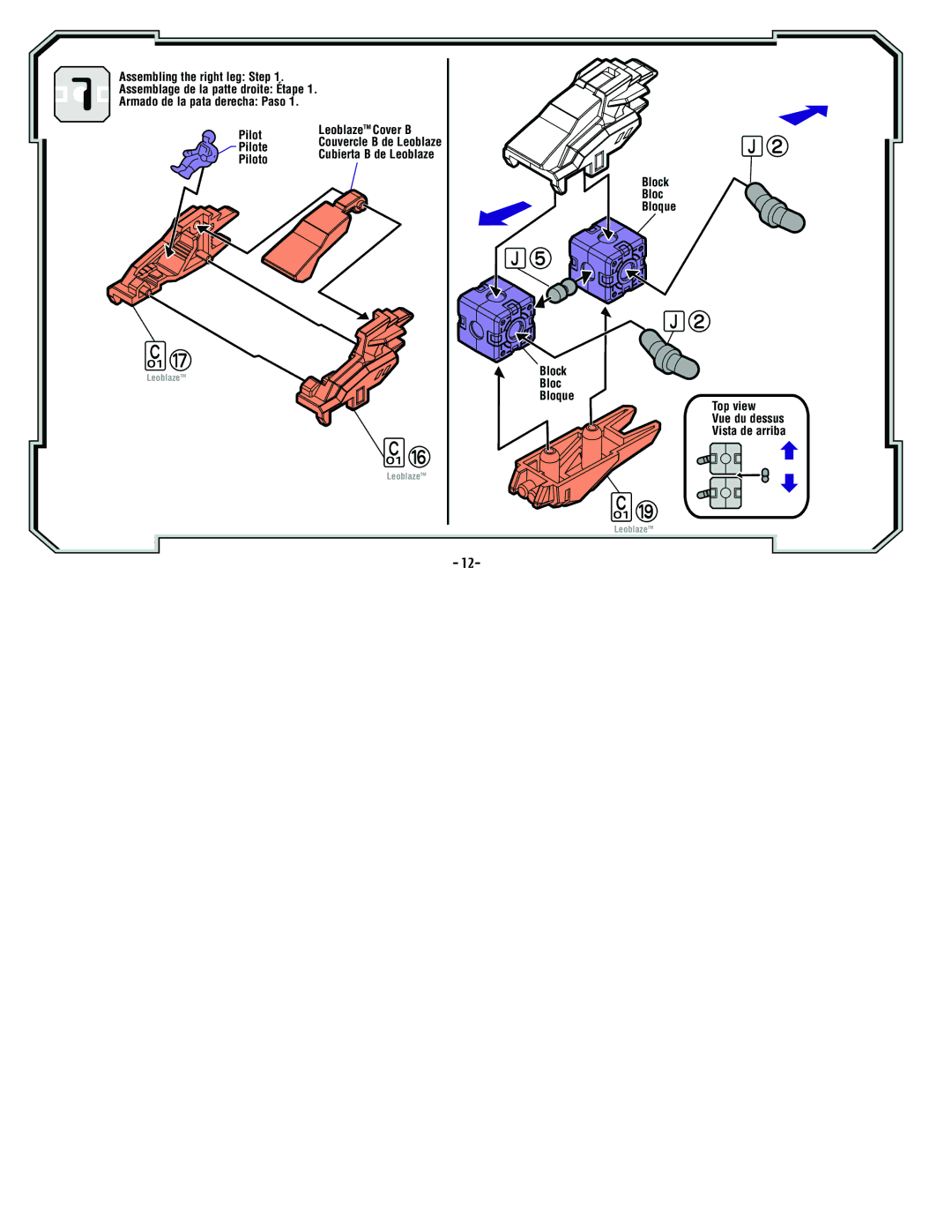 Hasbro 83178 manual Assembling the right leg Step 