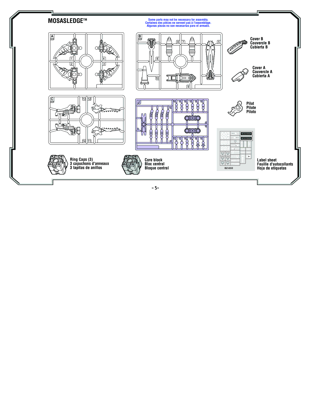 Hasbro 83178 manual Mosasledgetm 