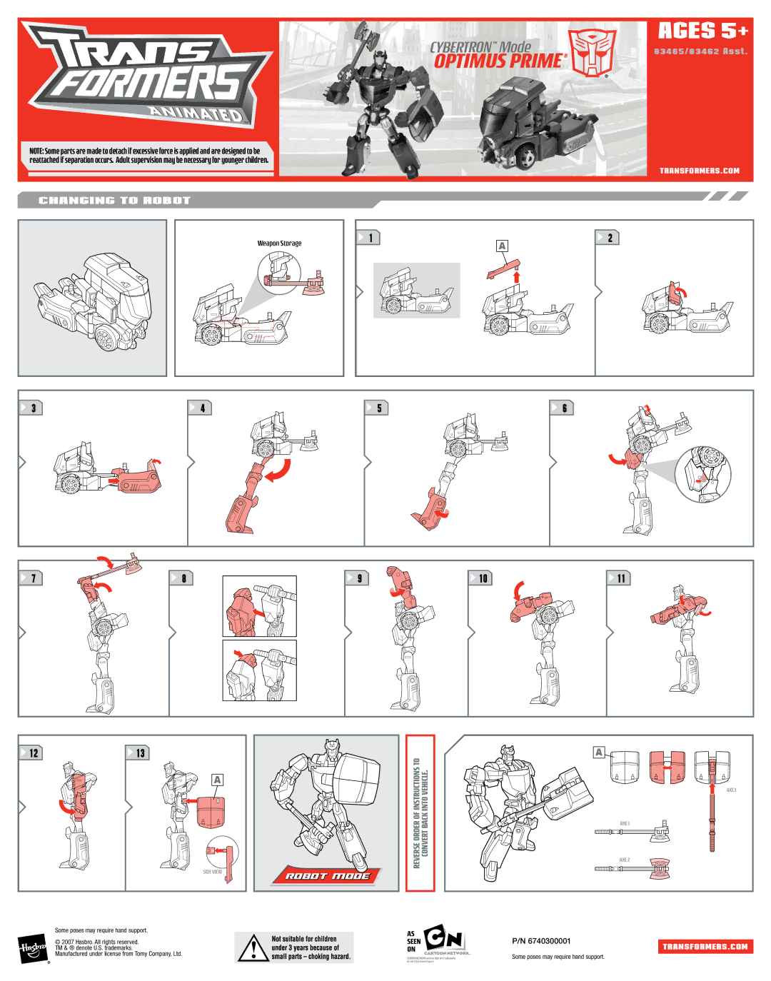 Hasbro 83465, 83462 manual Ages 5+, Changing to Robot, Robot Mode 