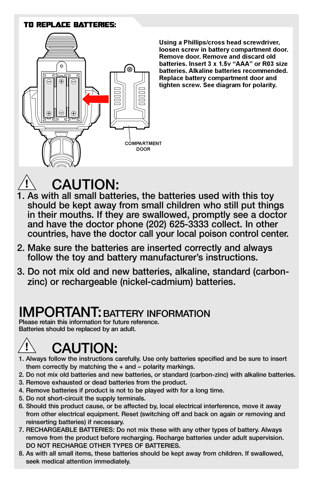 Hasbro 83539 manual Importantbattery Information 