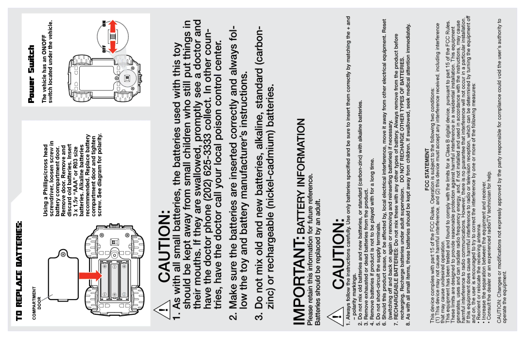 Hasbro 83710 manual Importantbattery Information, To Replace Batteries, OFF on, FCC Statement 