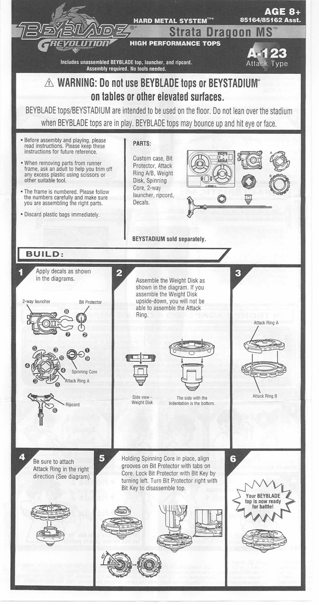 Hasbro 85164, 85162 manual 