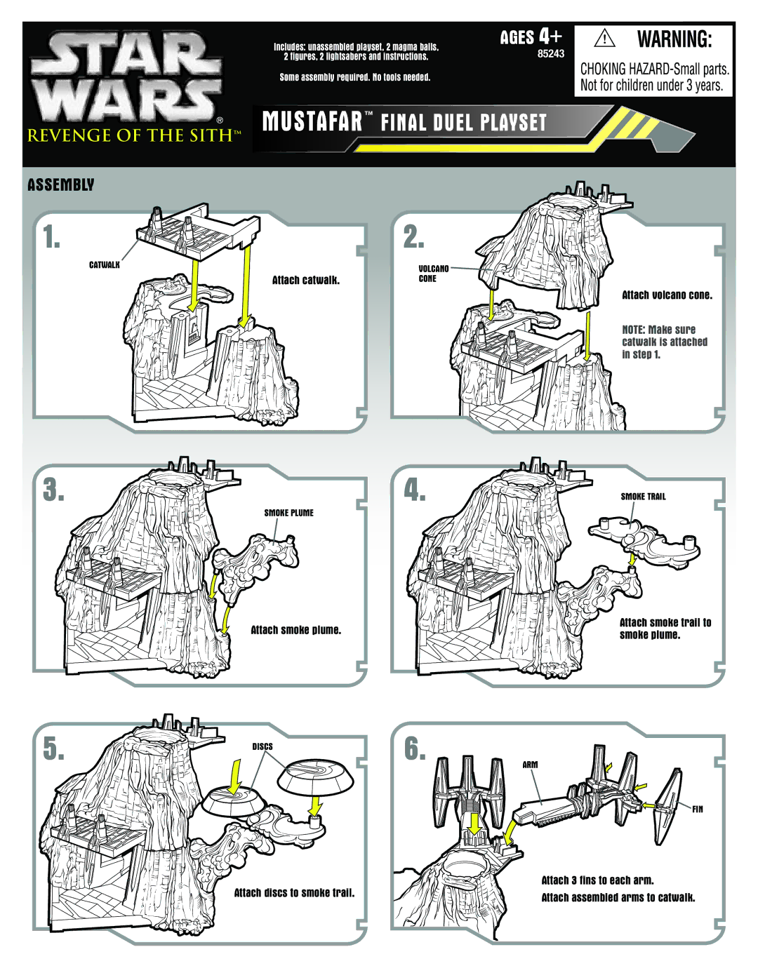 Hasbro 85243 manual Mustafar Final Duel Playset, Assembly 