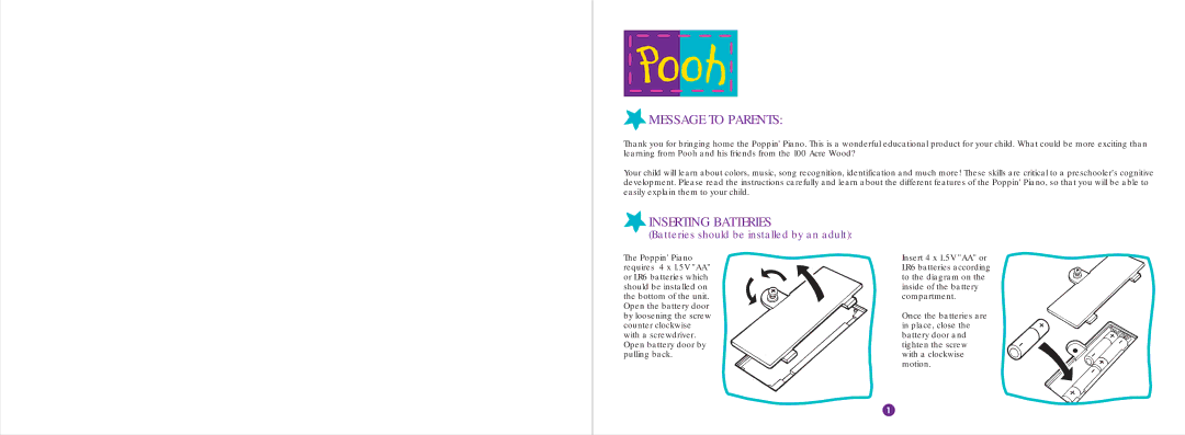 Hasbro 87-045 instruction manual Message to Parents, Inserting Batteries 