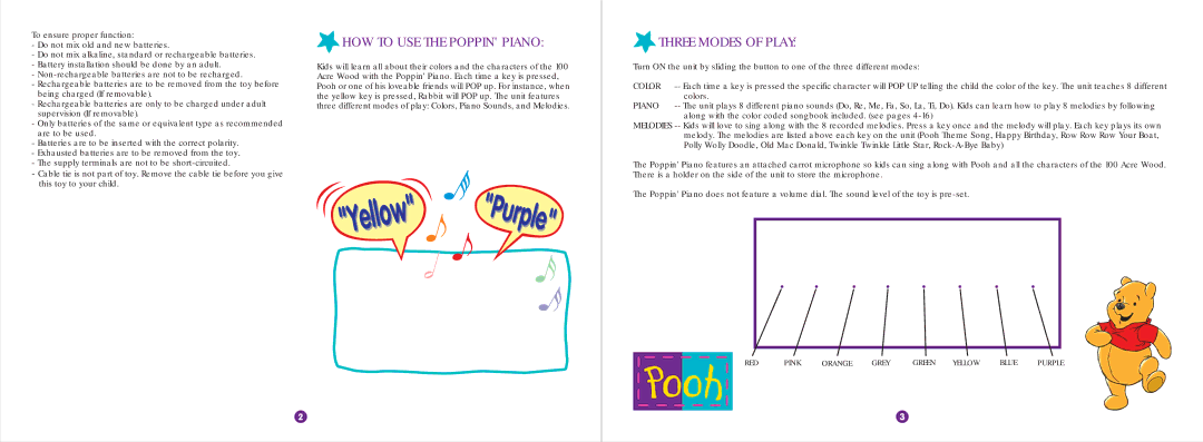 Hasbro 87-045 instruction manual HOW to USE the Poppin Piano, Three Modes of Play 