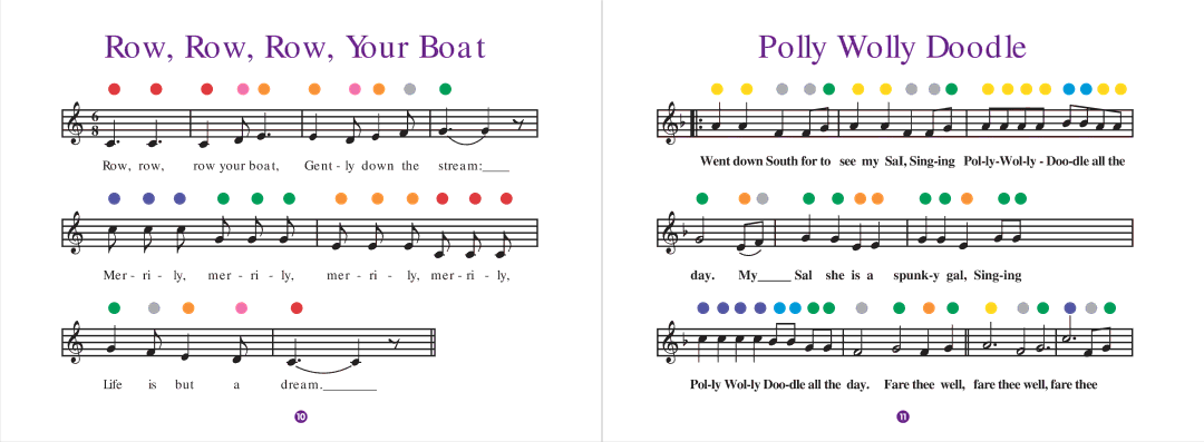 Hasbro 87-045 instruction manual Row, Row, Row, Your Boat, Polly Wolly Doodle 