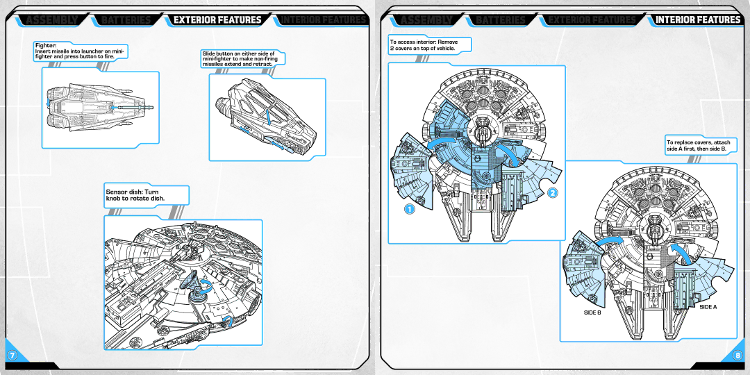 Hasbro 87591/87636 manual Interior Features, Sensor dish Turn knob to rotate dish 