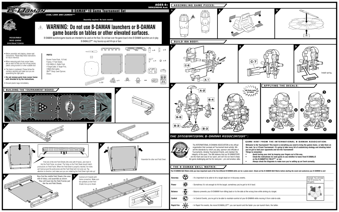 Hasbro 98048 Asst, 98062 manual Accuracy, Power, Balance, Control, Rapid Fire 