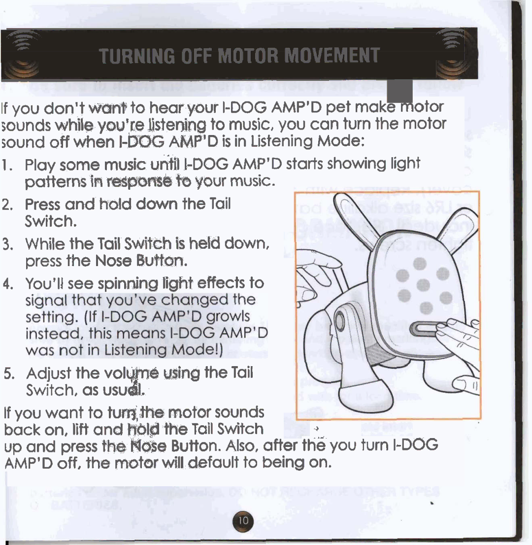 Hasbro Ampd manual Turning OFF Motor Movement 