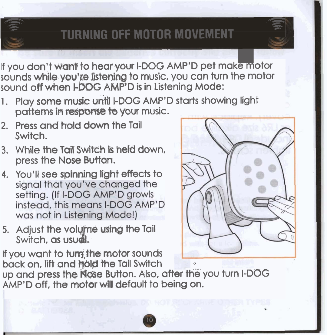 Hasbro Ampd manual Turning Off Motor Movement 