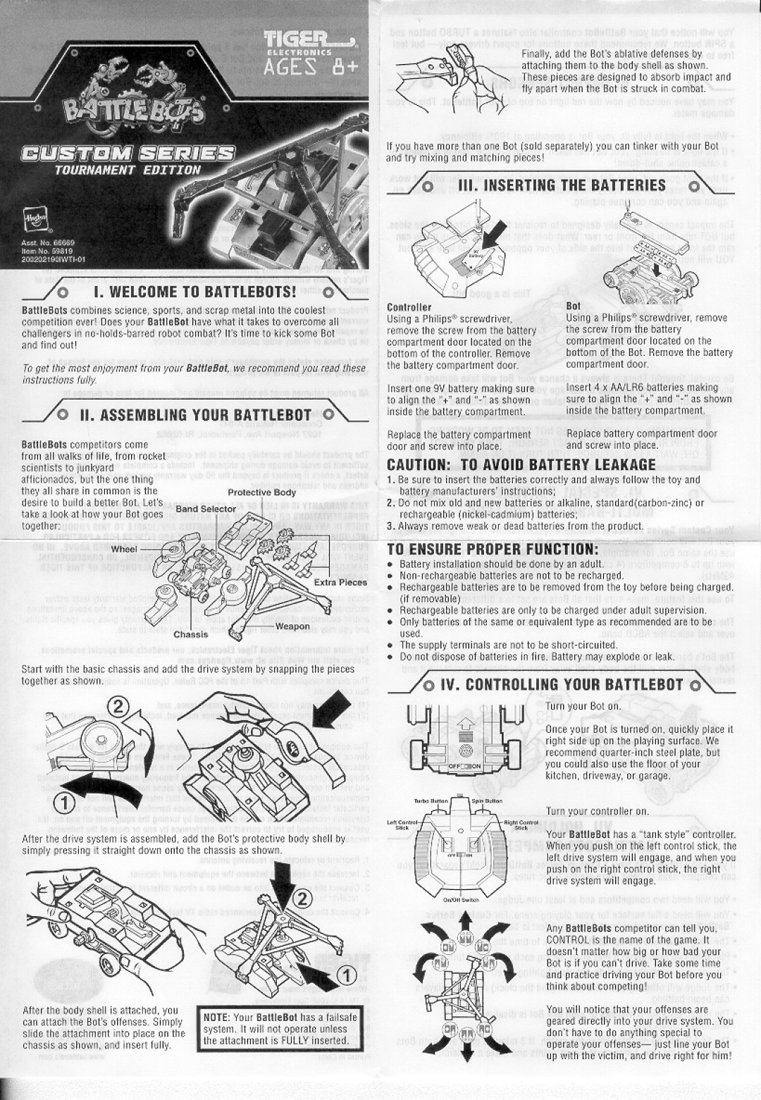 Hasbro Battlebot manual 