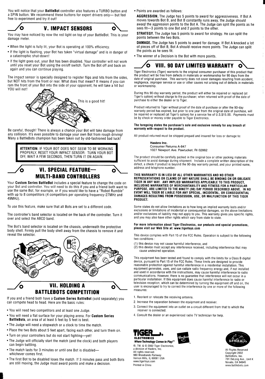 Hasbro Battlebot manual 