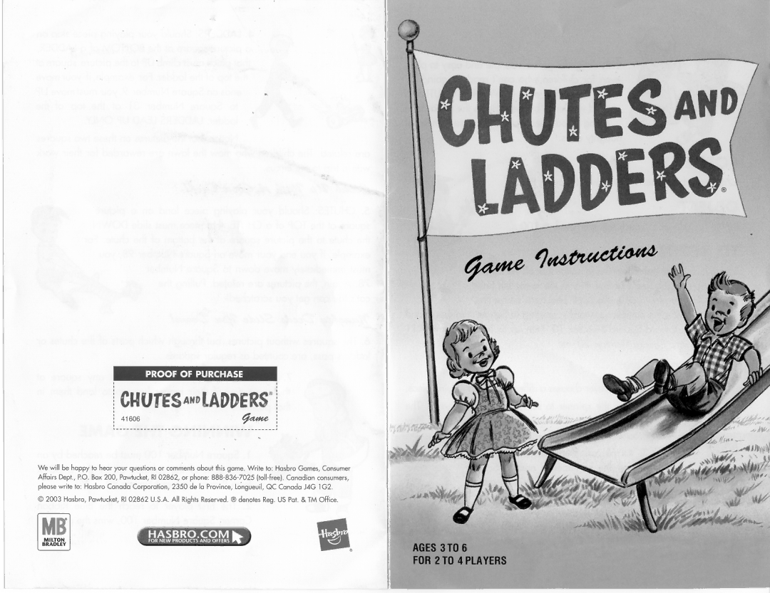 Hasbro Chutes and Ladders manual 