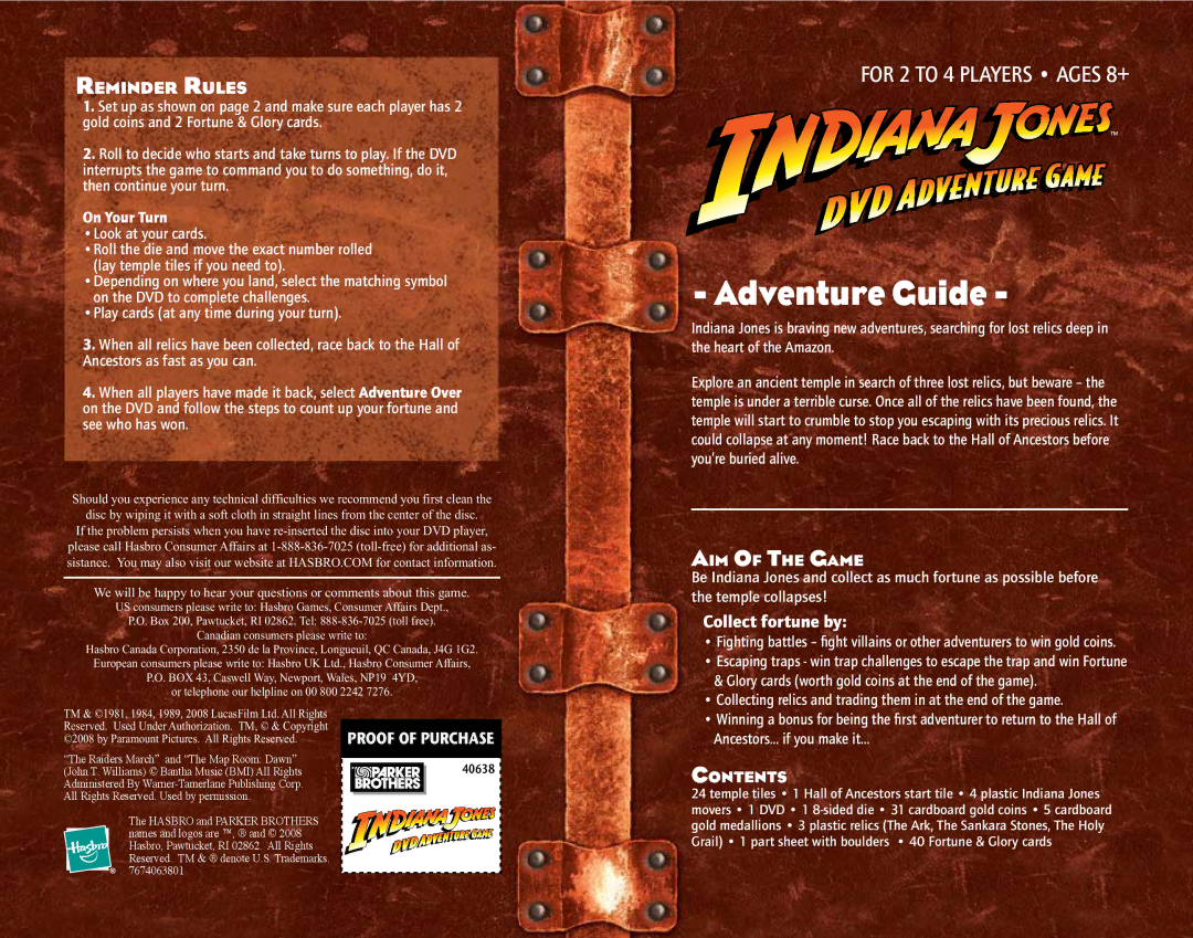 Hasbro DVD Adventure Game manual Adventure Guide 