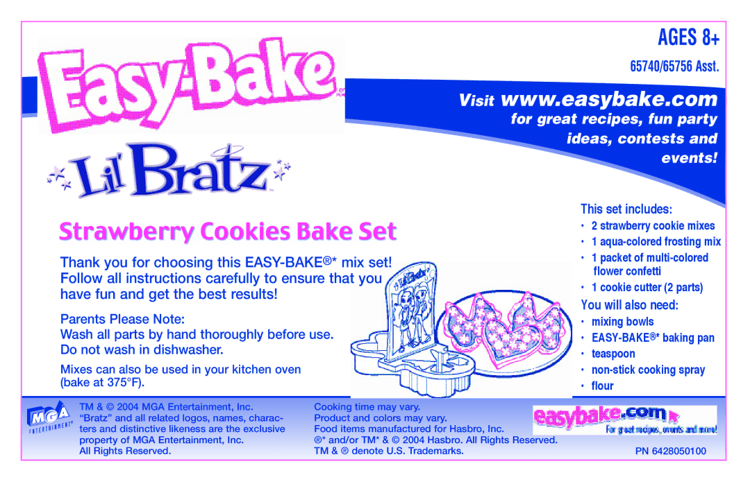 Hasbro Easy Bake Lil Bratz manual Strawberry Cookies Bake Set 