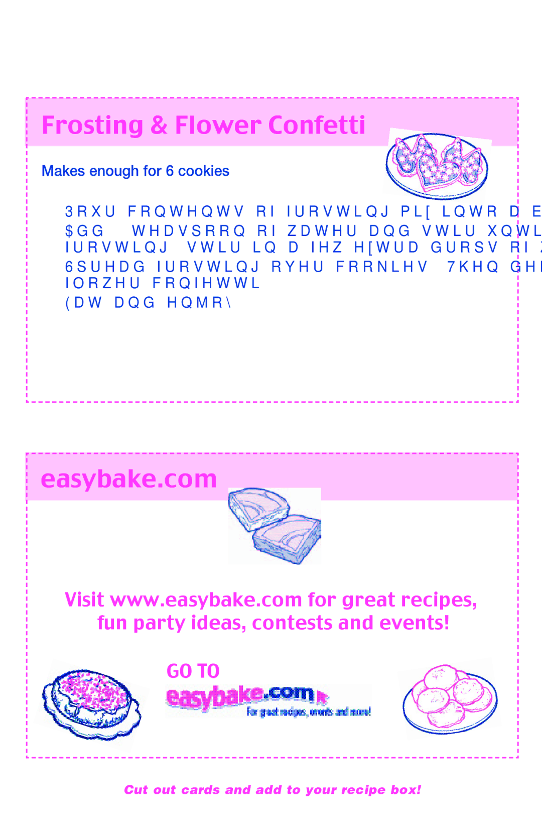 Hasbro Easy Bake Lil Bratz manual Frosting & Flower Confetti, Easybake.com 