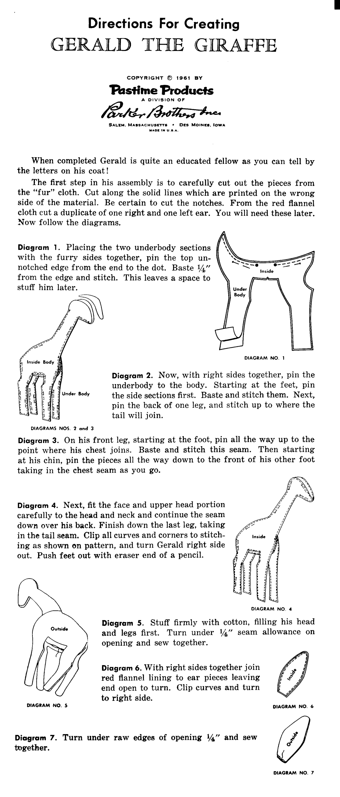 Hasbro Gerald the Giraffe manual 