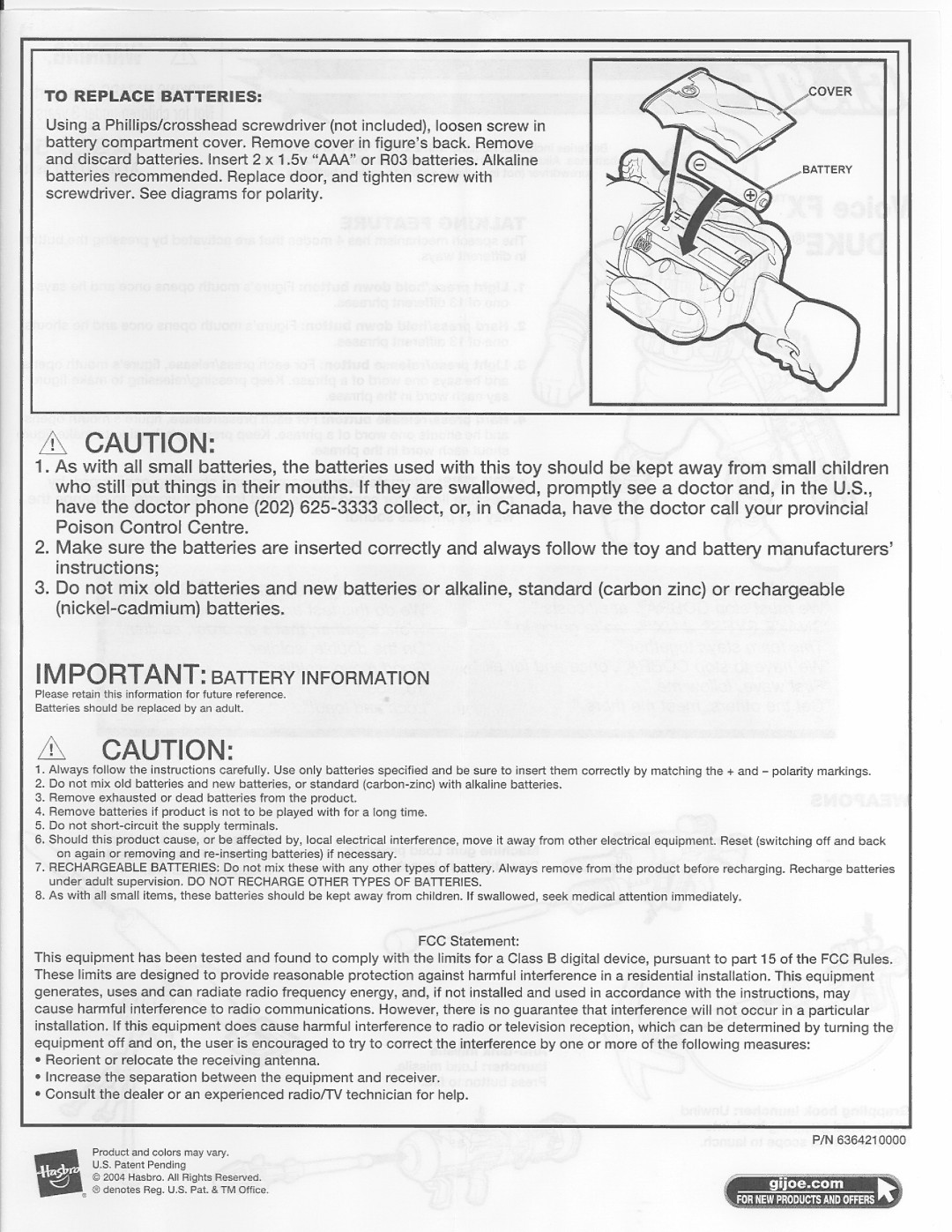 Hasbro GI Joe Voice FX Duke manual 