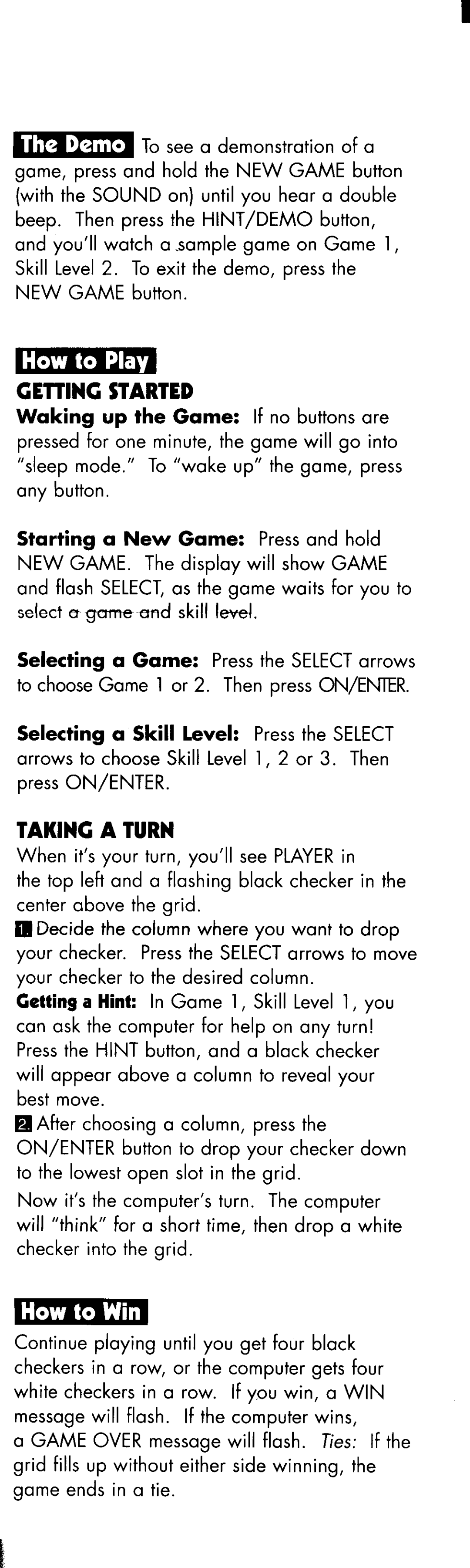 Hasbro Handheld Connect Four manual 