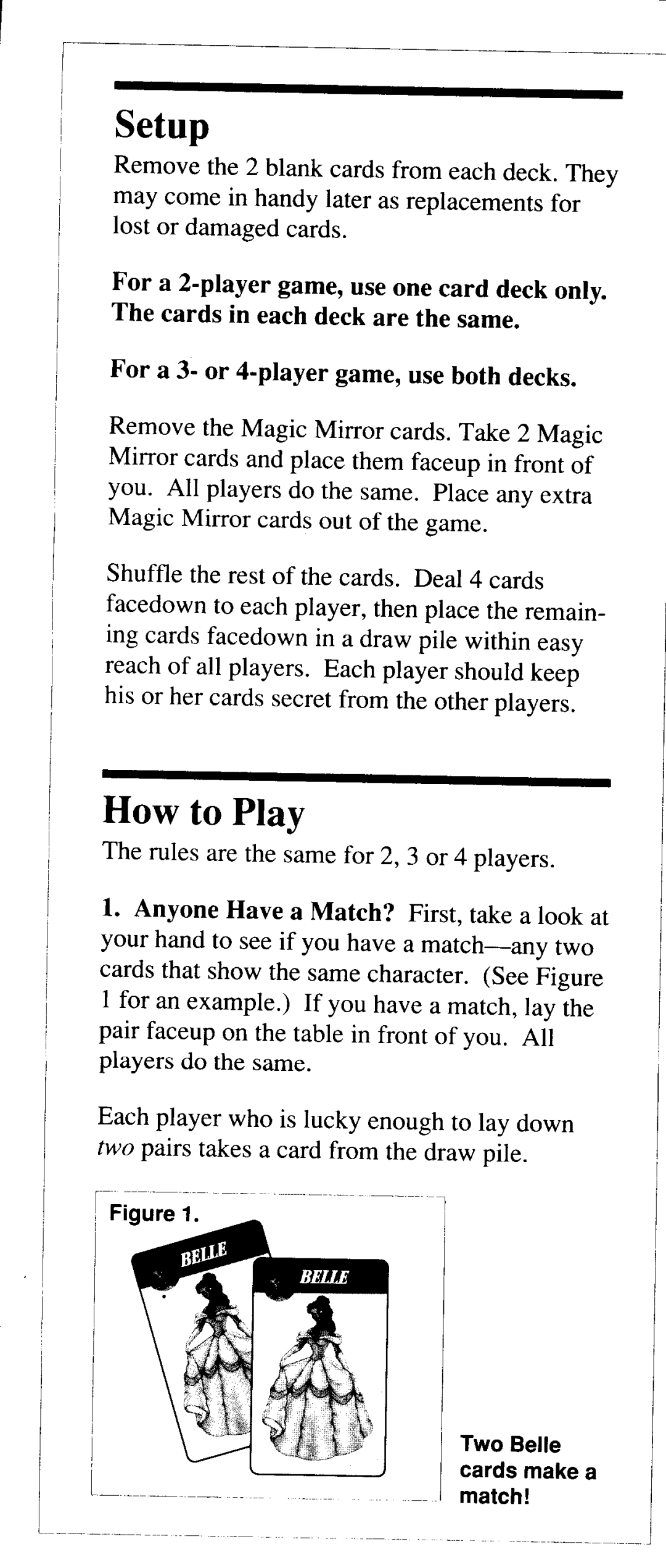 Hasbro Magic Mirror Card Game manual 