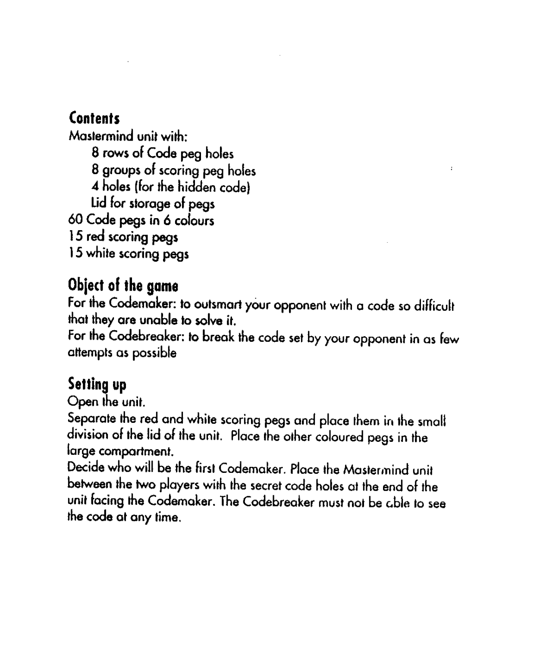 Hasbro Mastermind manual 