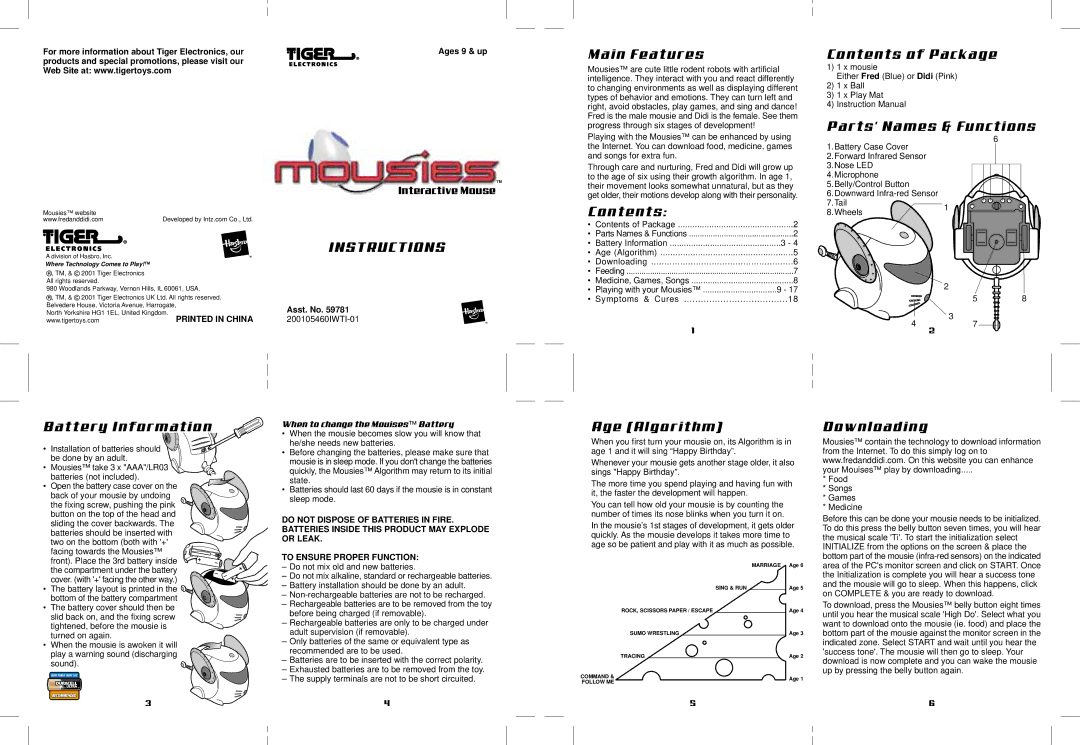 Hasbro Mousies instruction manual Instructions 