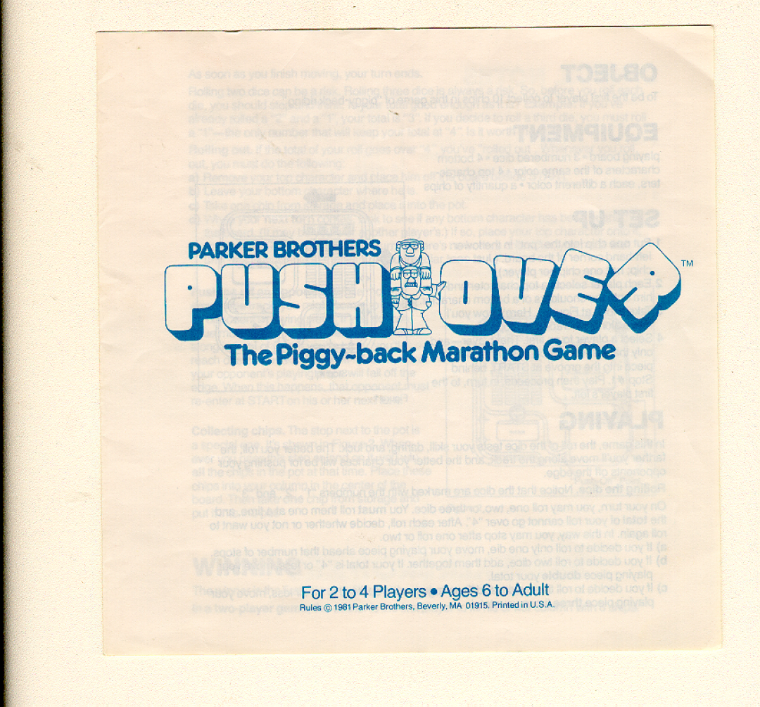 Hasbro Pushover manual 