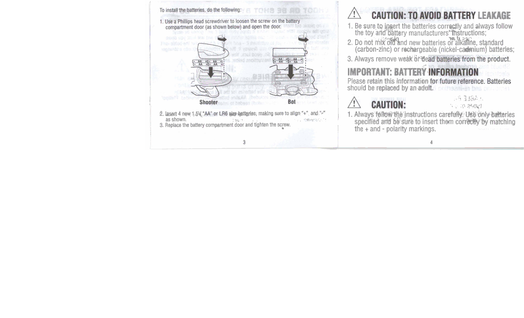 Hasbro Shooter Bots manual Importamt B a T T M ~ 