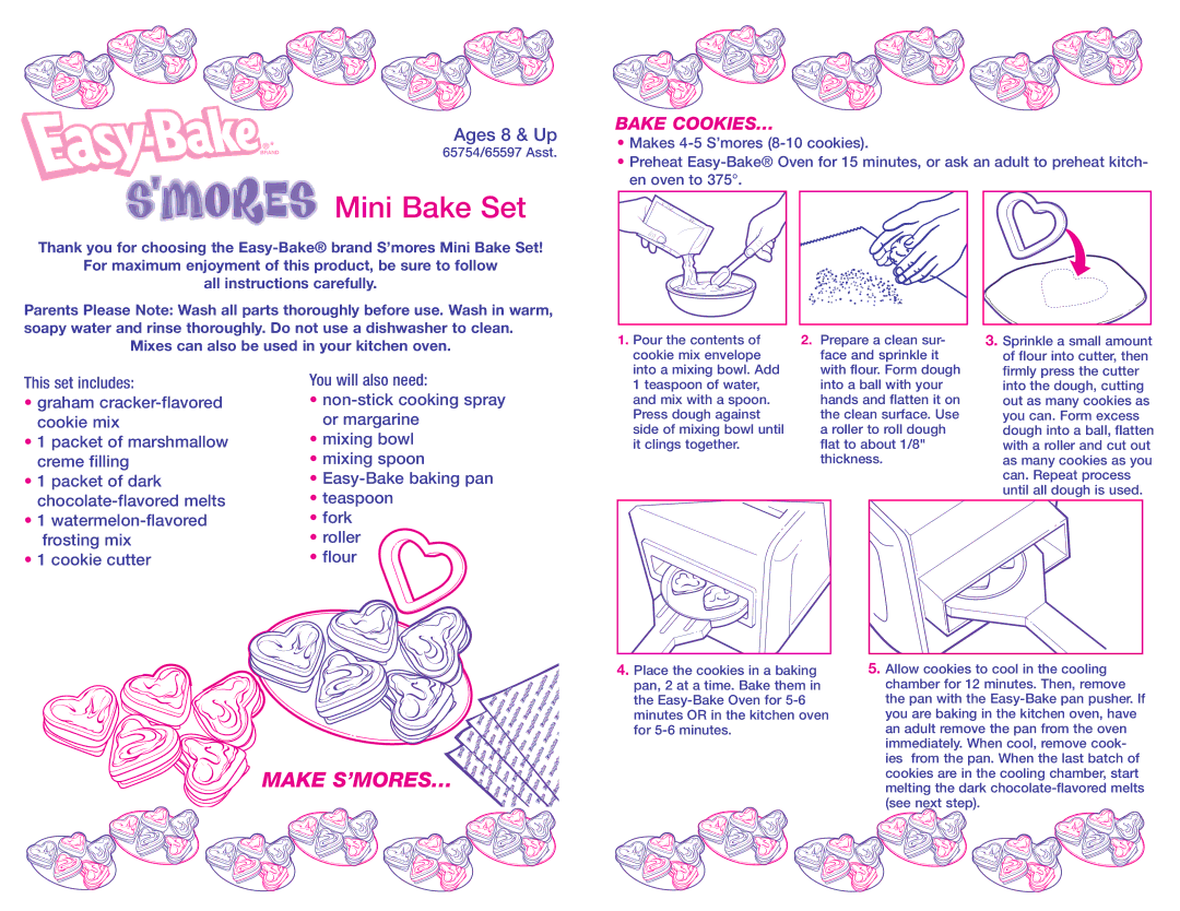 Hasbro S'mores manual Mini Bake Set, Make S’MORES…, Bake COOKIES… 