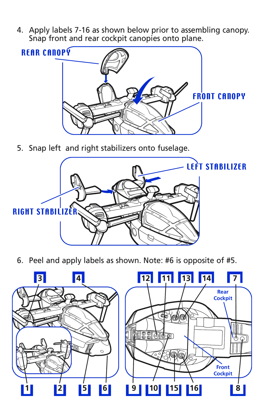 Hasbro Sonic Hover-Jet manual Snap left and right stabilizers onto fuselage 