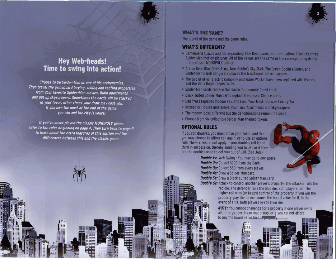 Hasbro Spiderman Monopoly manual Whatsthe SAME? 