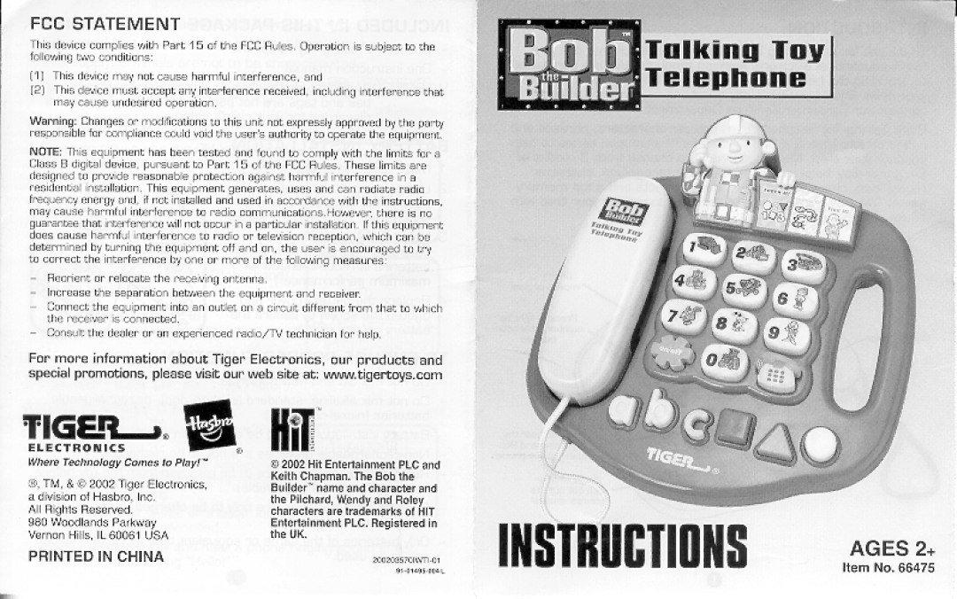 Hasbro Talking Toy Phone manual 