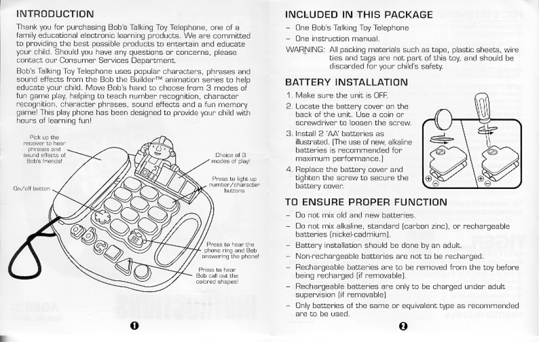 Hasbro Talking Toy Phone manual 