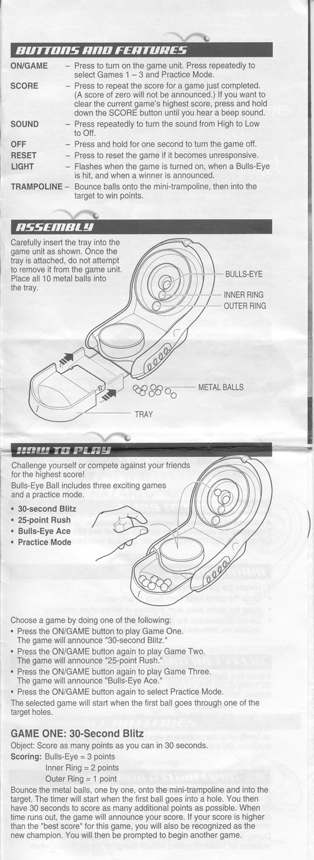 Hasbro Target Game manual 