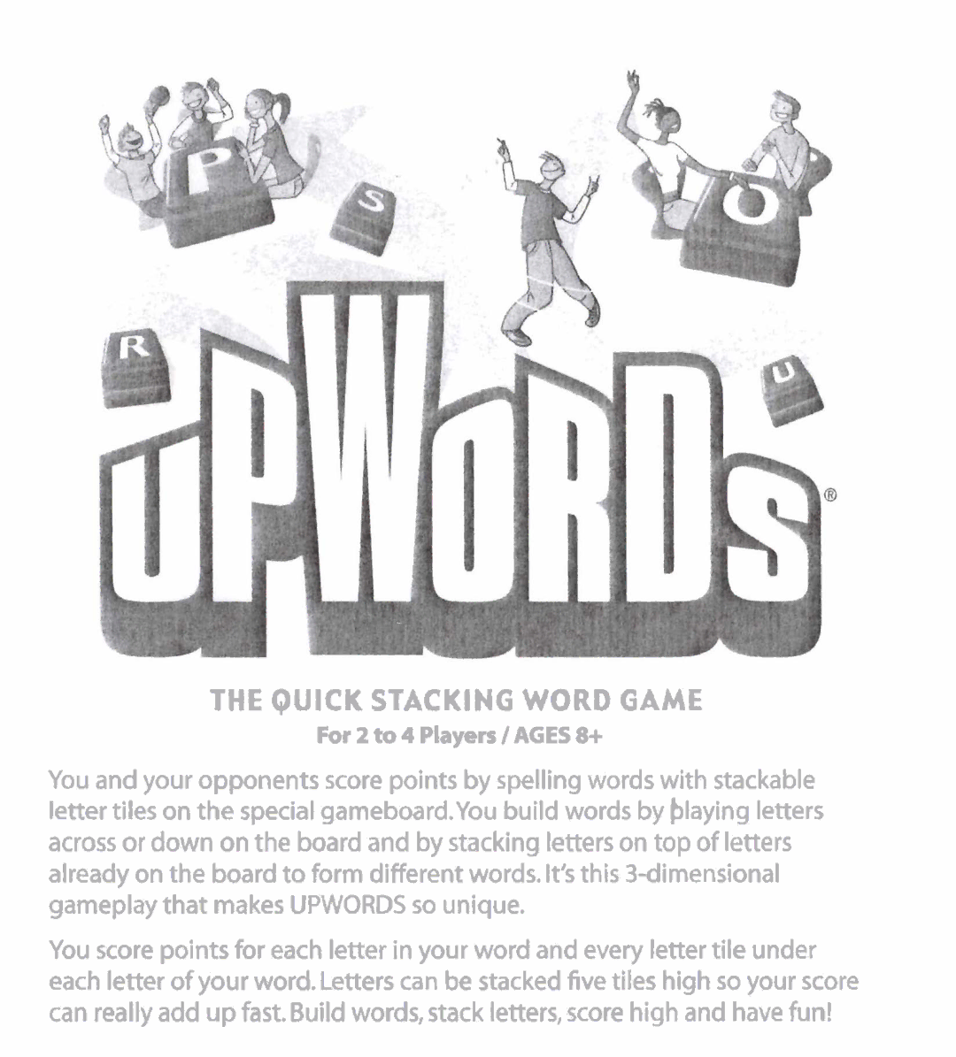 Hasbro Upwords manual Quick Stacking Word Game 