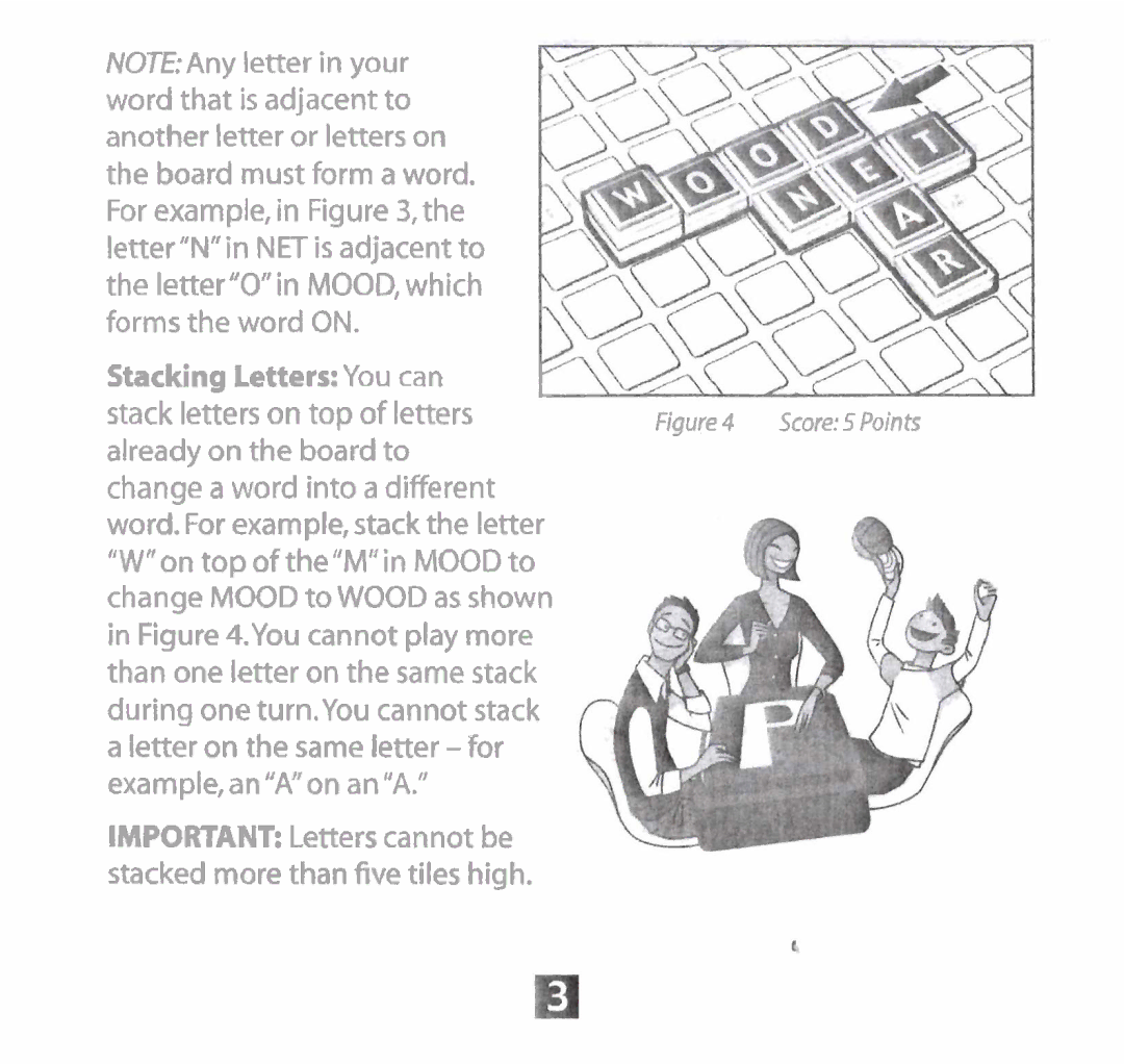 Hasbro Upwords manual Important Letterscannot be stacked more than five tiles high 