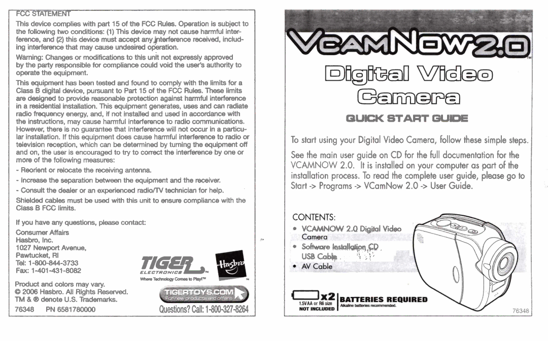 Hasbro VcamNow 2.0 manual MUCK Start Wide 