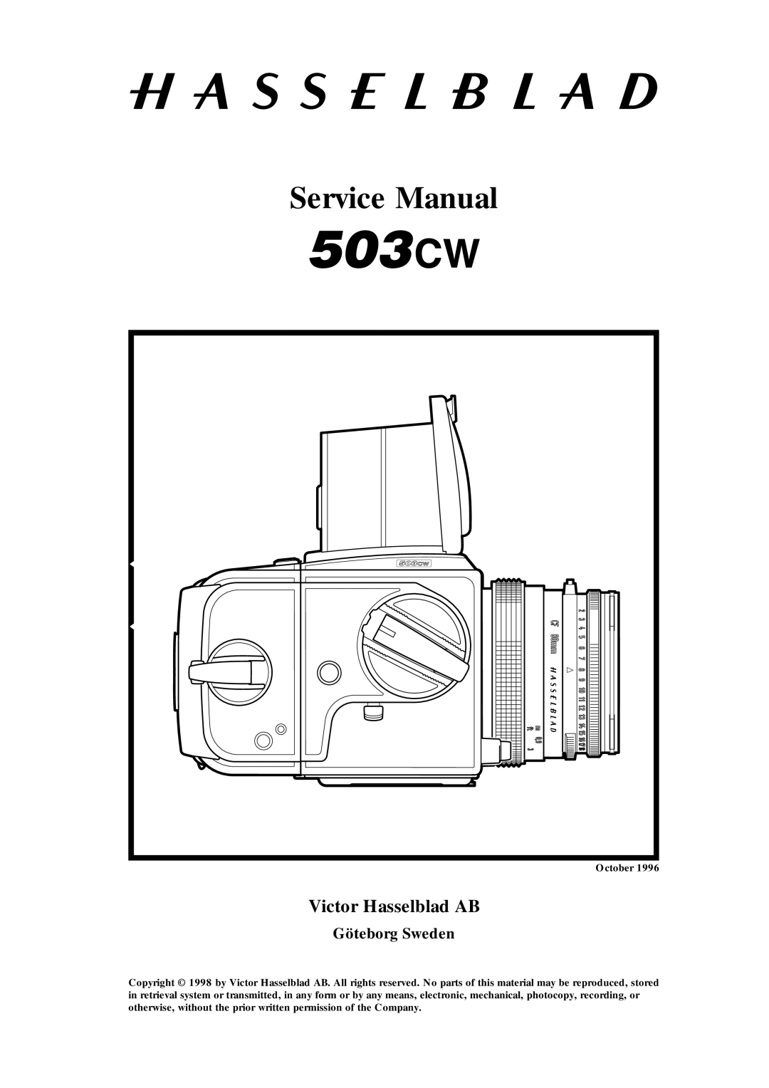 Hasselblad 10026 service manual Victor Hasselblad AB, Göteborg Sweden 