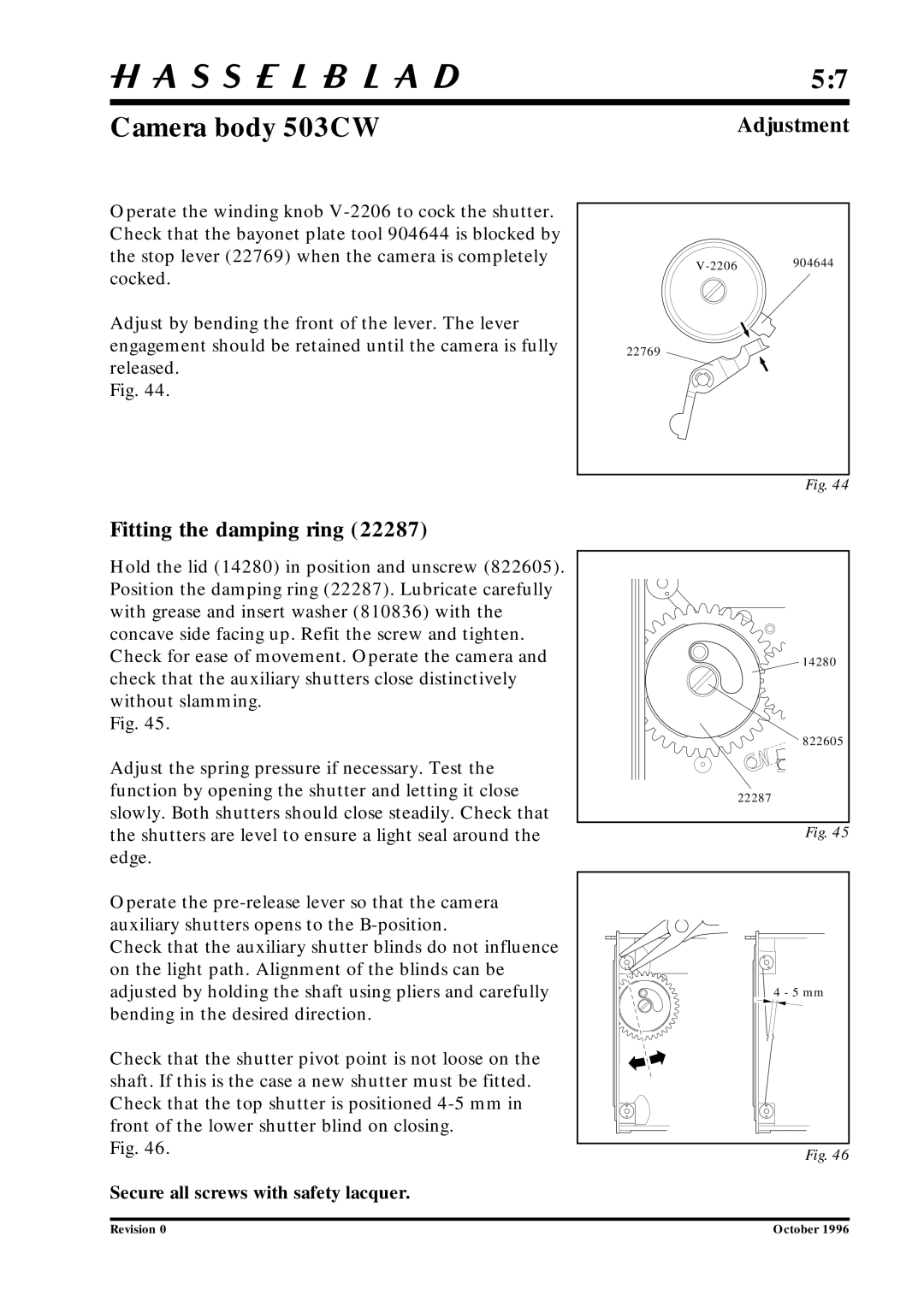 Hasselblad 10026 service manual Fitting the damping ring 