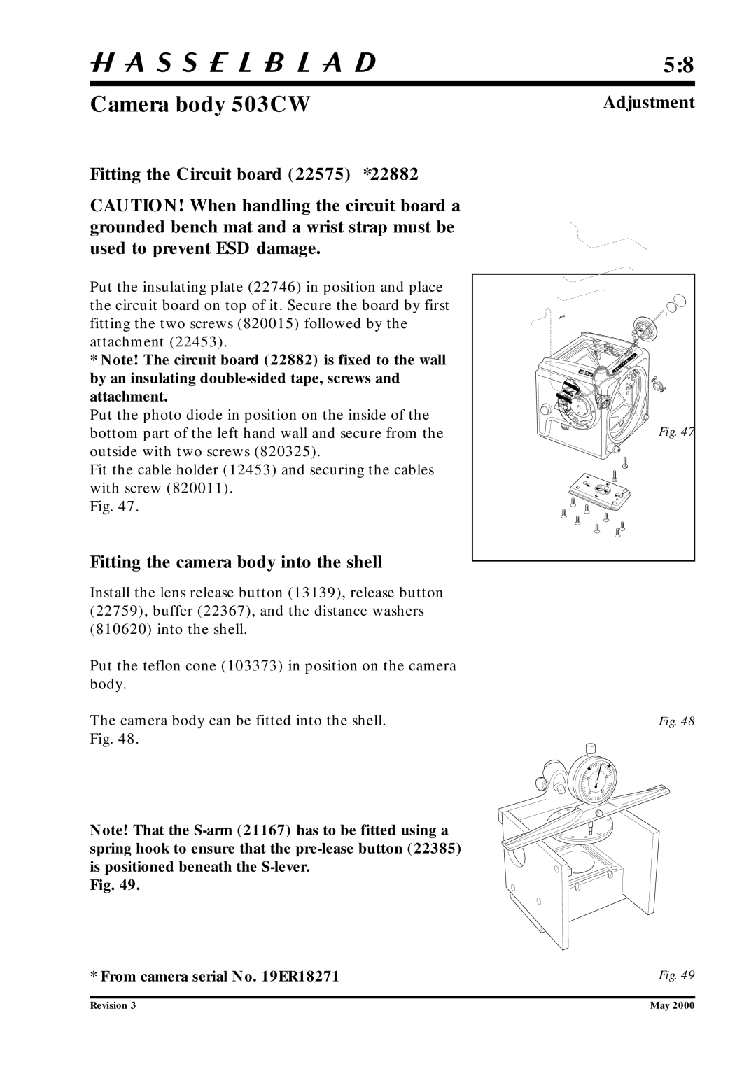 Hasselblad 10026 service manual Final checks 